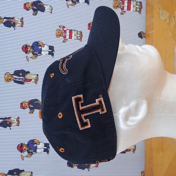 Vintage 90s Texas Longhorns embroidered logo black & orange SZ 7 fitted hat - Picture 4 of 7